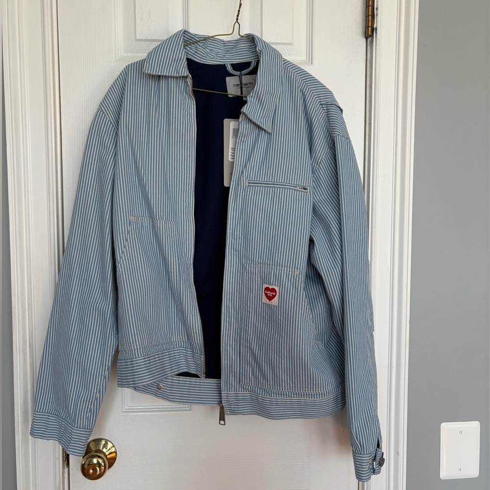 NWT Carhartt WIP Terrell Jacket Bleach/Wax Seersucker Size S